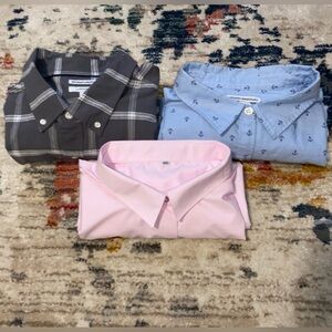Set of Three Men's Dress Shirts - Pink, Gray, and Blue